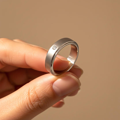 Silver Zircon Men's Band