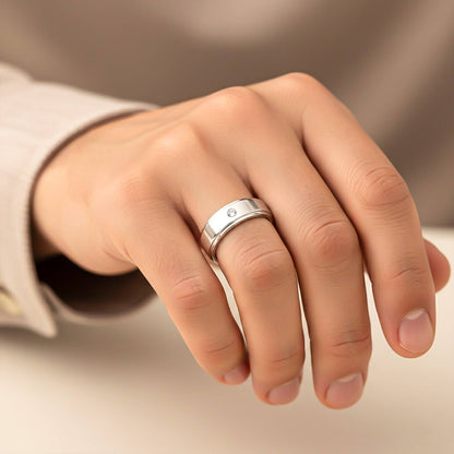 Silver Zircon Men's Band