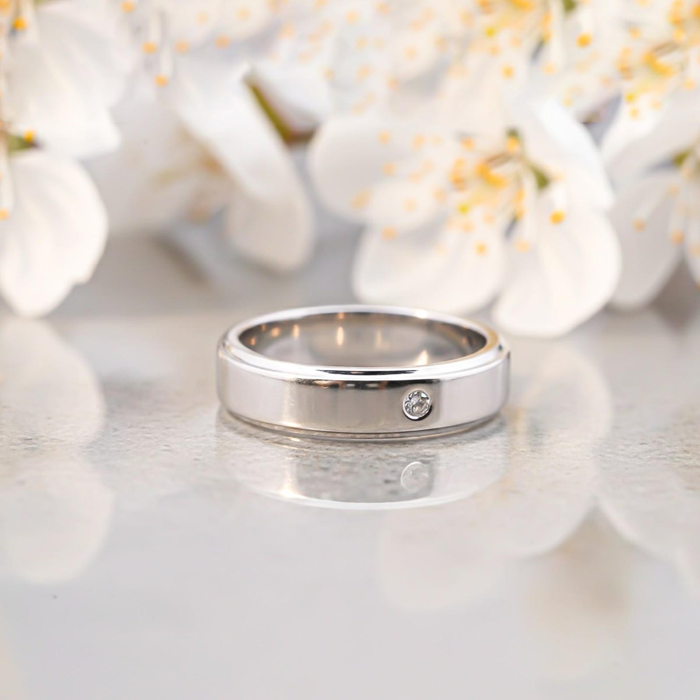 Silver Zircon Men's Band