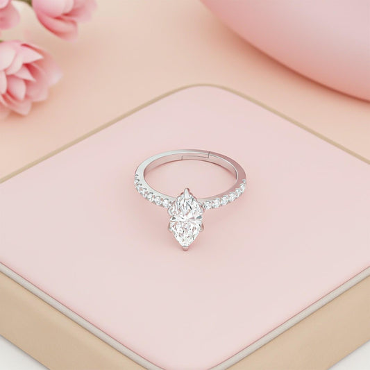 Silver Solitaire Grace Marquise Ring