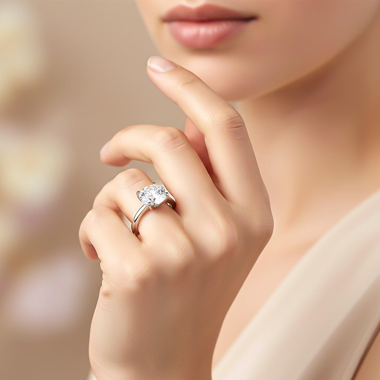 Silver Attracted Zircon Ring