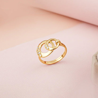 Golden Cubic Zirconia Dual Circle Promise Ring