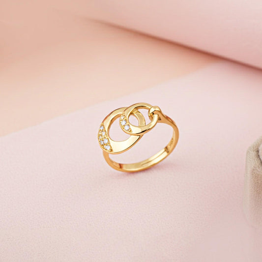 Golden Cubic Zirconia Dual Circle Promise Ring