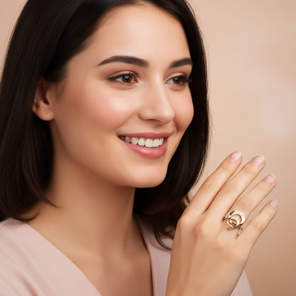 Golden Cubic Zirconia Dual Circle Promise Ring