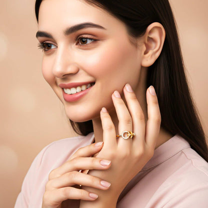 Silver Leaf Open Circle Ring
