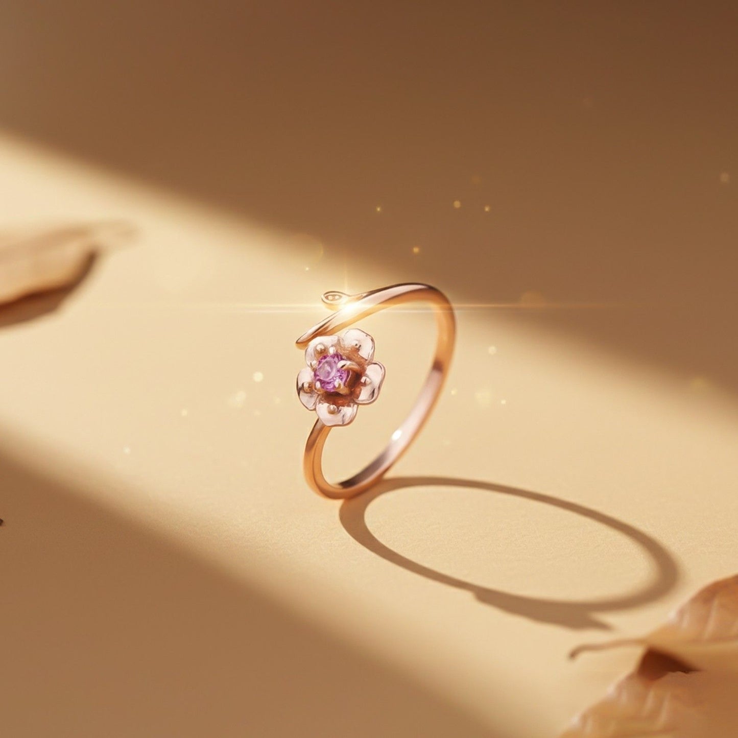 Rose Gold Purple Flower Ring