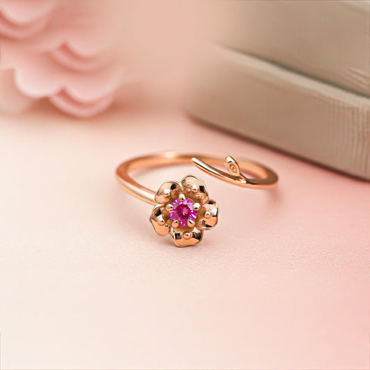 Rose Gold Purple Flower Ring