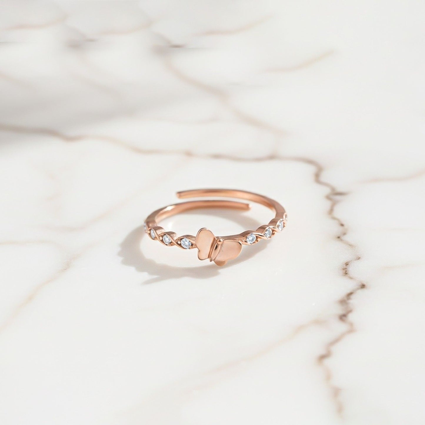 Rose Gold Butterfly Valentine Ring