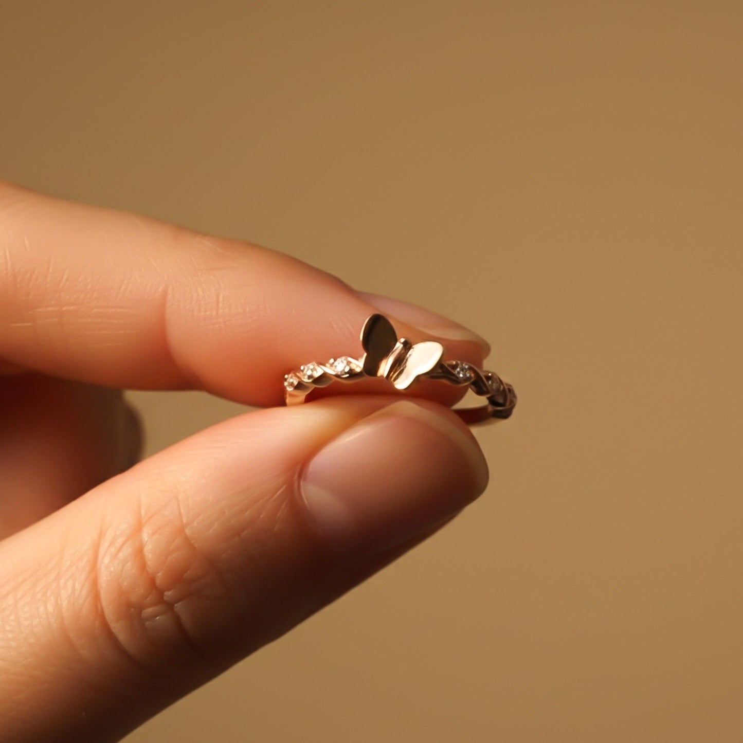 Rose Gold Butterfly Valentine Ring