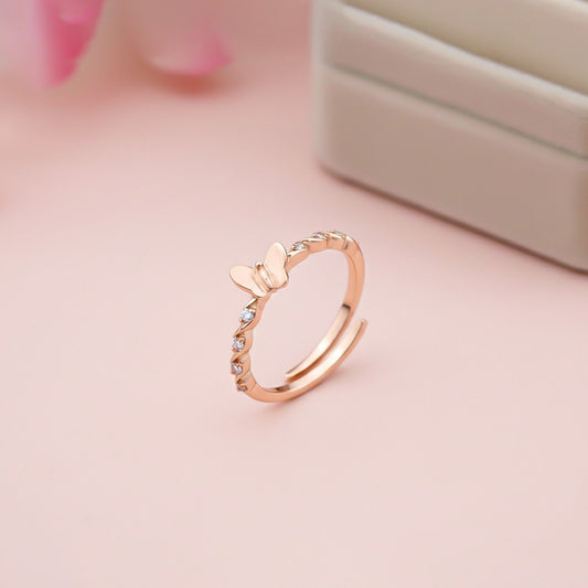 Rose Gold Butterfly Valentine Ring