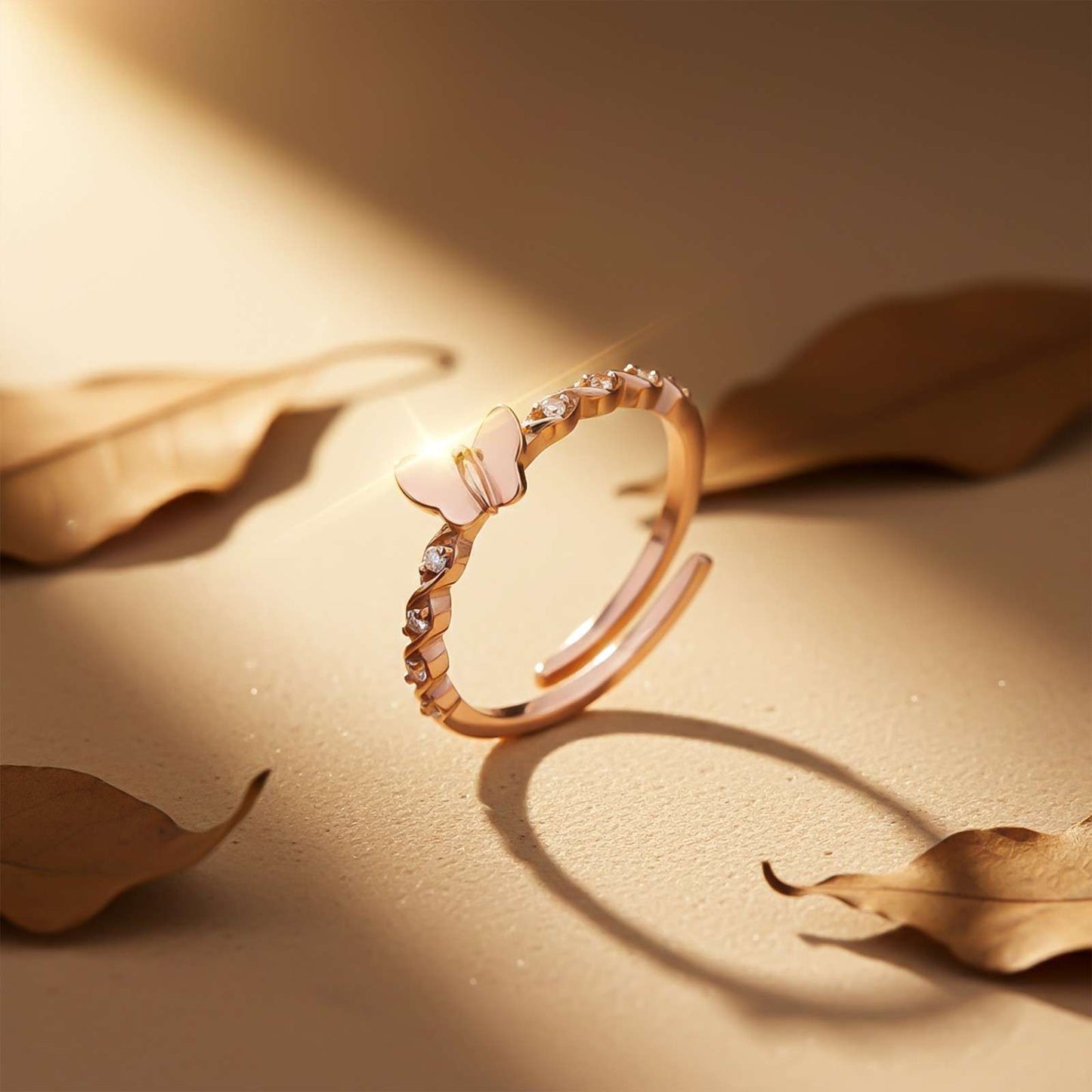 Rose Gold Butterfly Valentine Ring