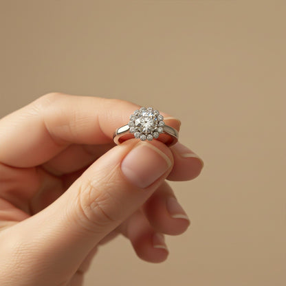 Sterling Silver Halo Wedding Anniversary Ring