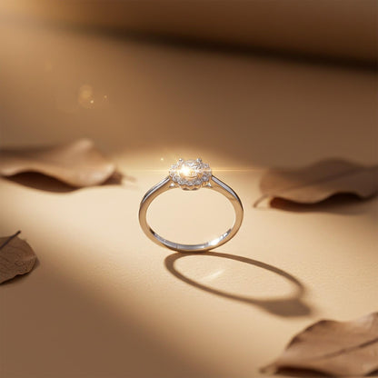 Sterling Silver Halo Wedding Anniversary Ring