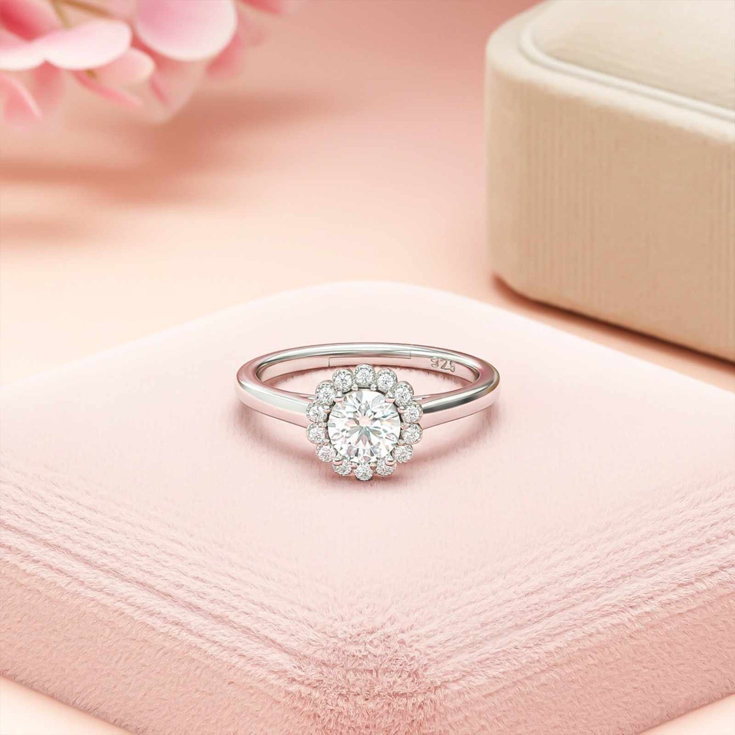 Sterling Silver Halo Wedding Anniversary Ring