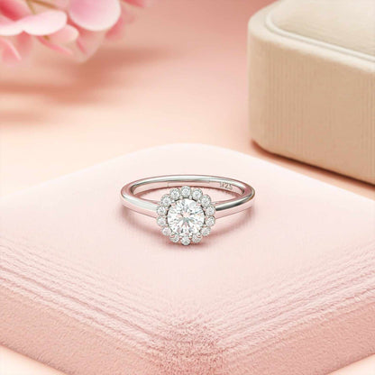 Sterling Silver Halo Wedding Anniversary Ring