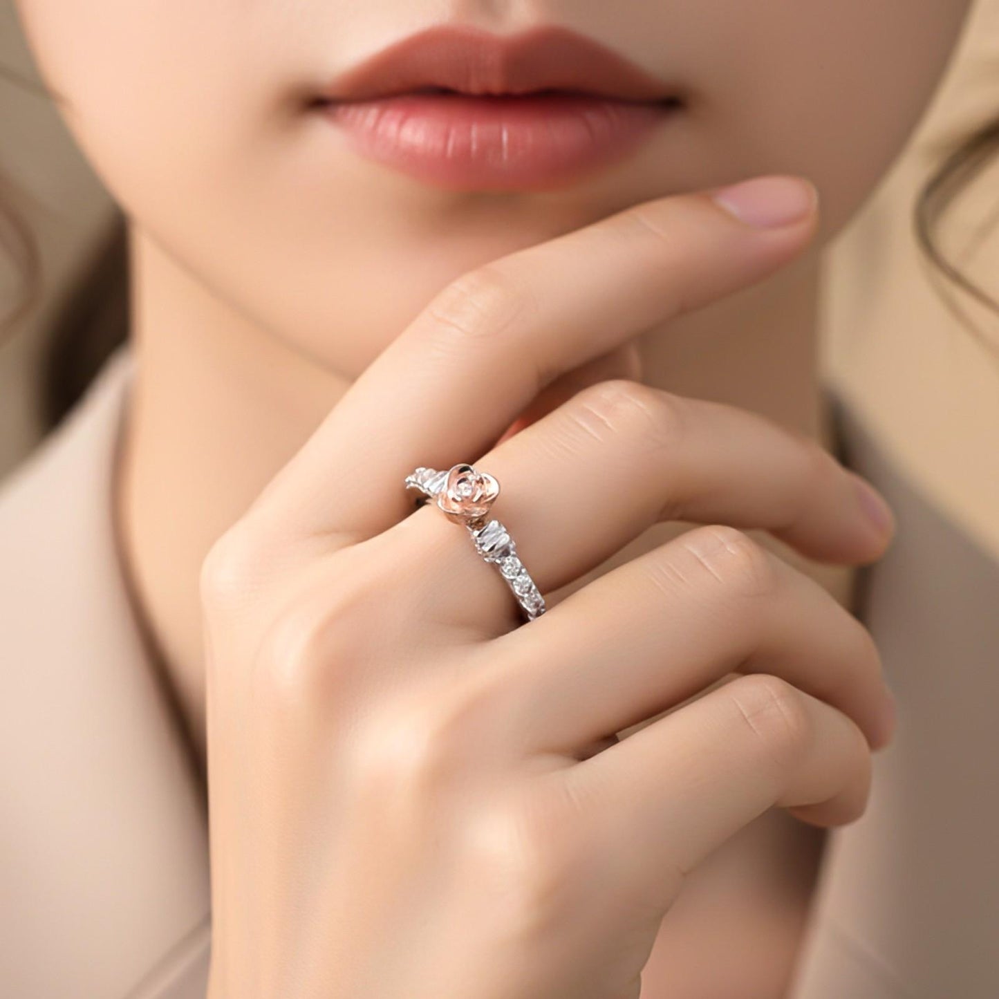 Silver Cubic Zirconia Flower Ring