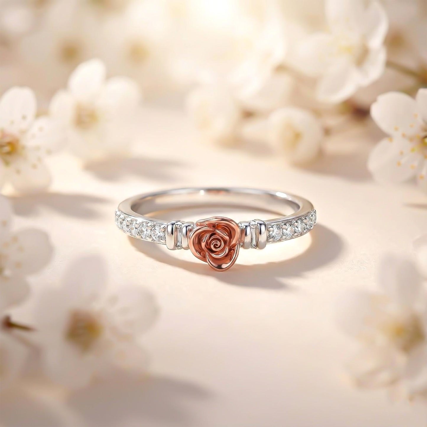Silver Cubic Zirconia Flower Ring