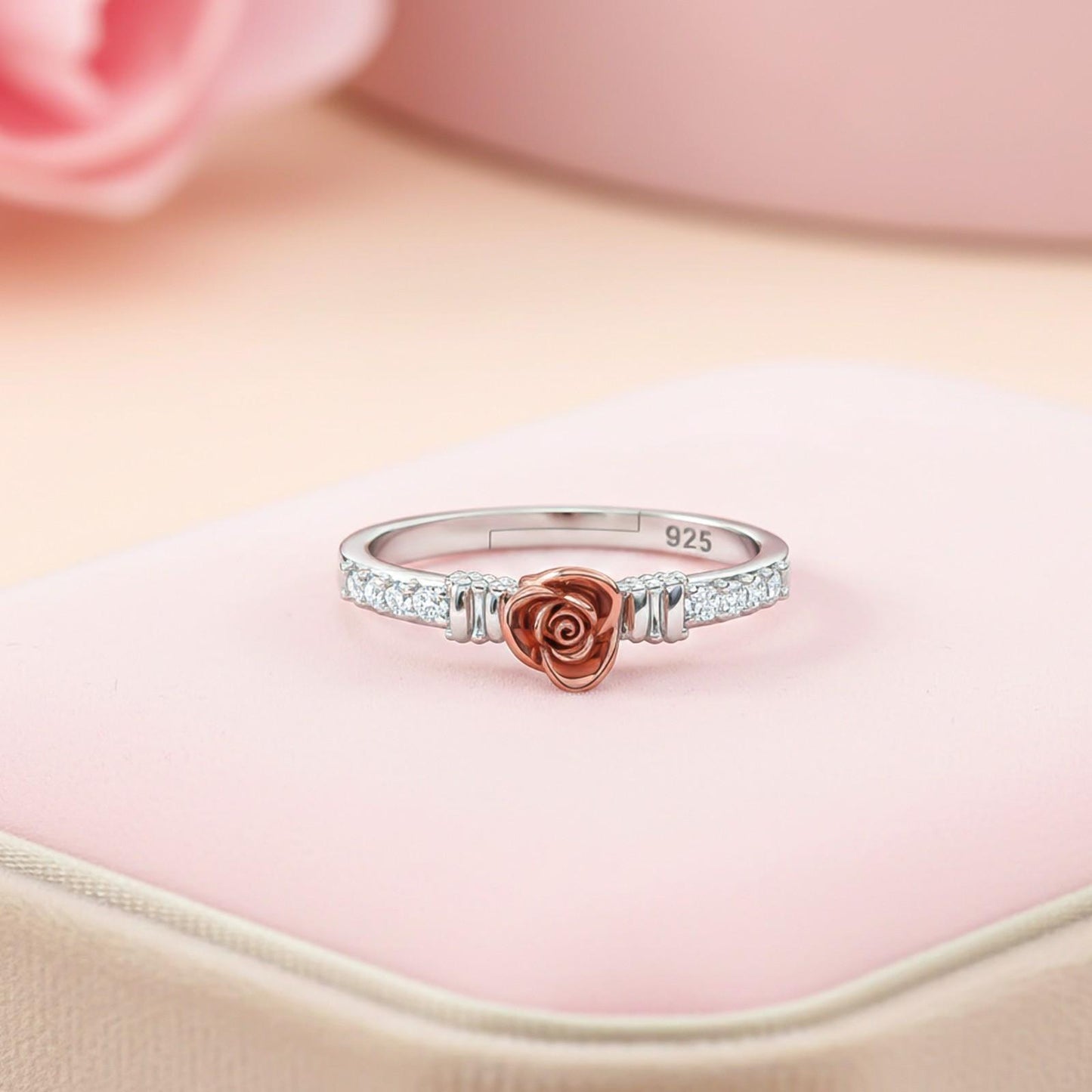 Silver Cubic Zirconia Flower Ring