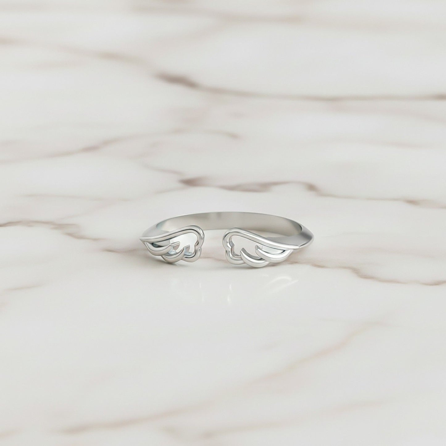 Silver Angle Wings Promise Ring