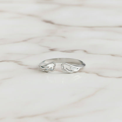 Silver Angle Wings Promise Ring