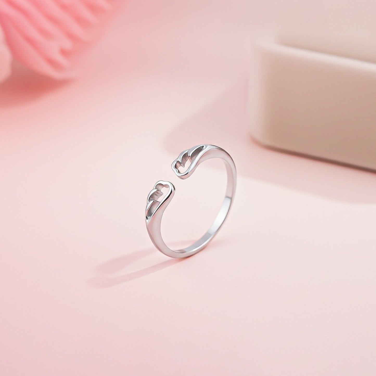 Silver Angle Wings Promise Ring