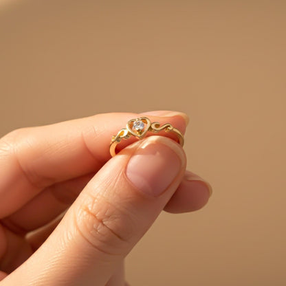 Golden Vintage Heart Valentine Ring