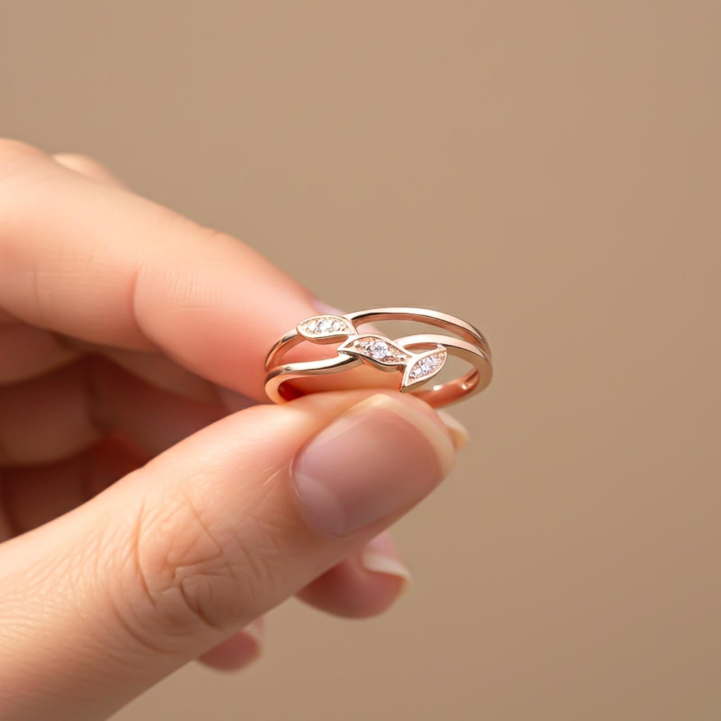 Rose Gold Angle Wings Promise Ring
