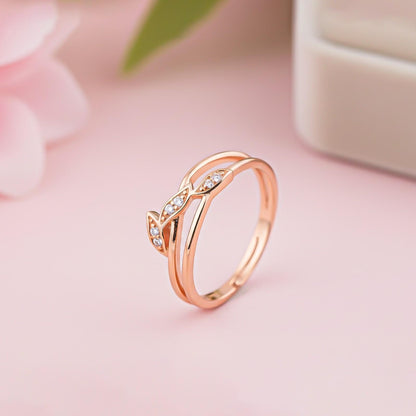Rose Gold Angle Wings Promise Ring