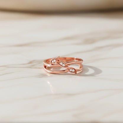 Rose Gold Angle Wings Promise Ring