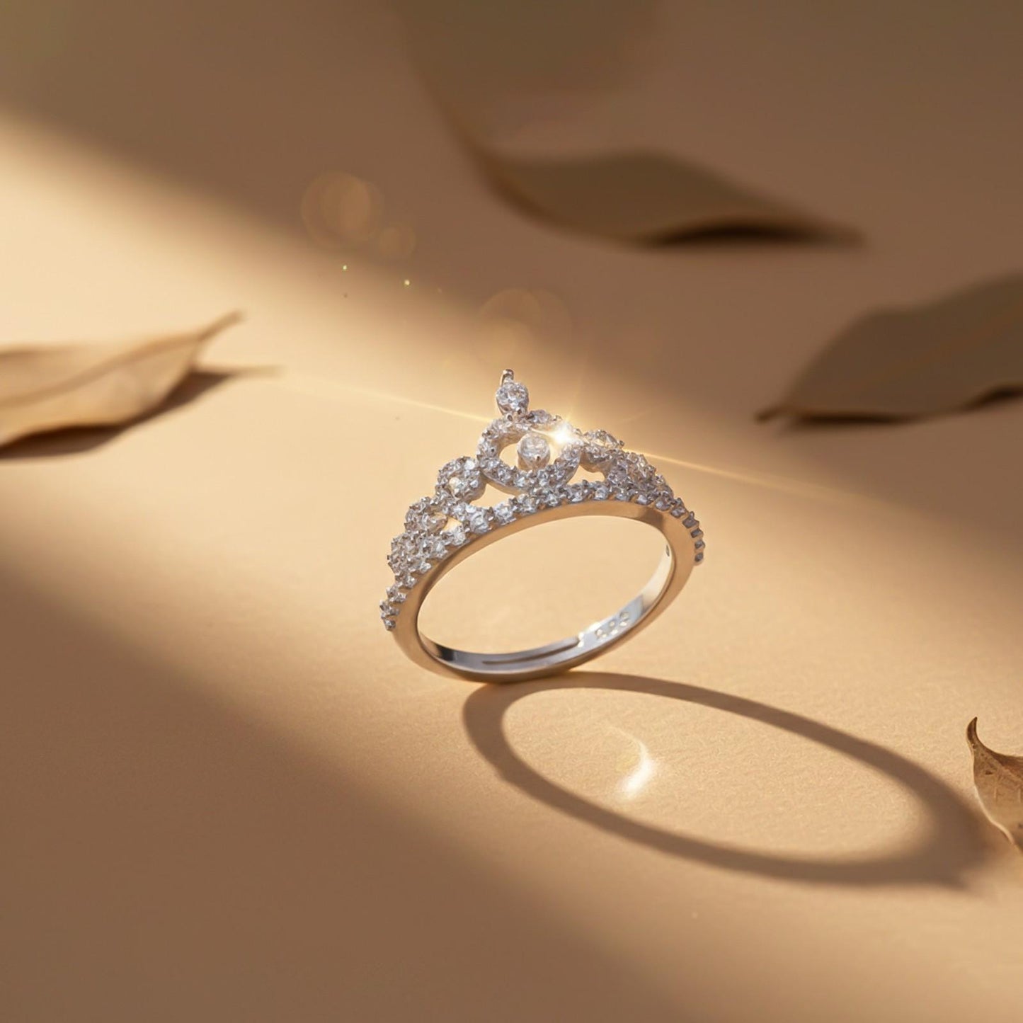 Silver Crown Diamond Studded Ring