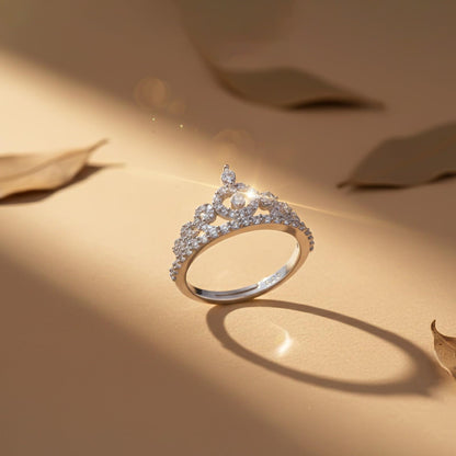 Silver Crown Diamond Studded Ring