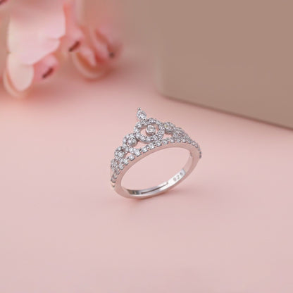 Silver Crown Diamond Studded Ring