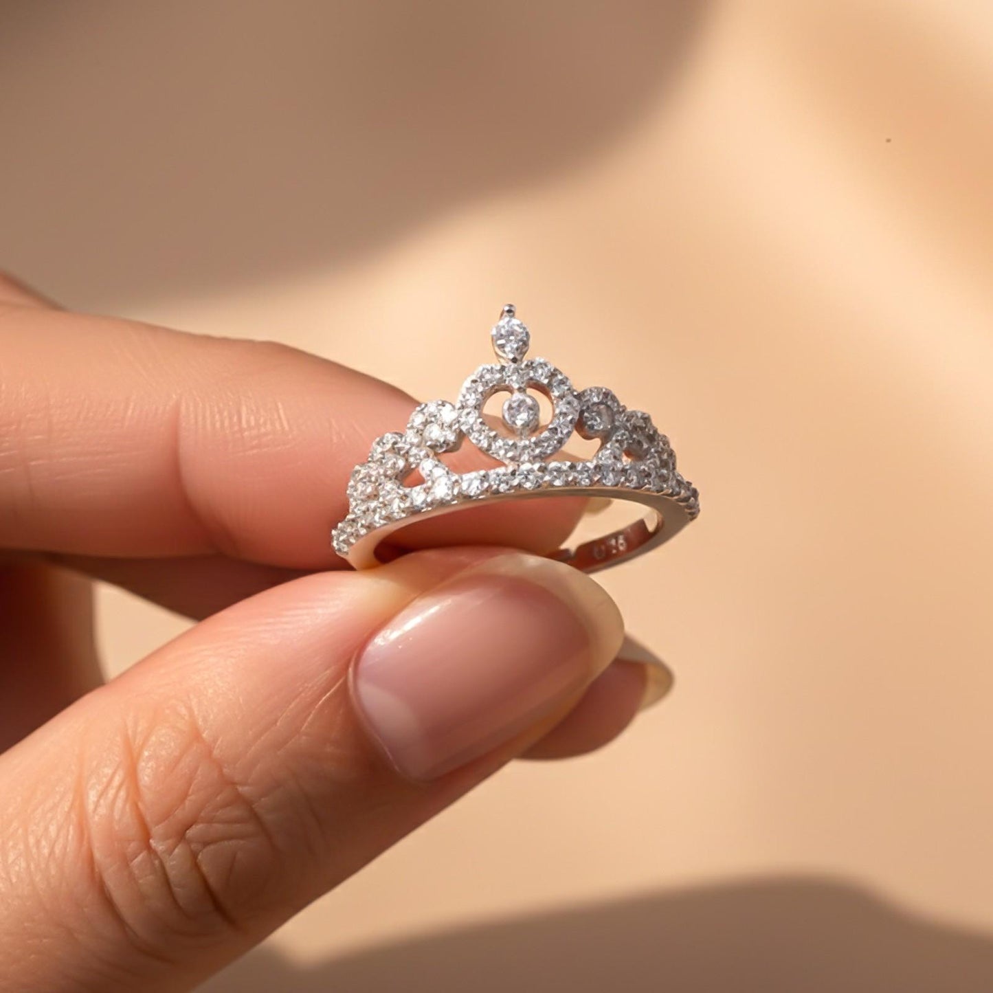 Silver Crown Diamond Studded Ring