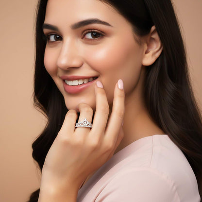 Silver Crown Diamond Studded Ring