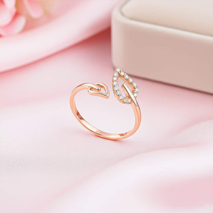 Rose Gold Leaf Design Promise Ring