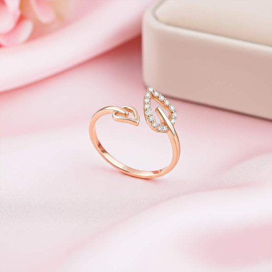 Rose Gold Leaf Design Promise Ring