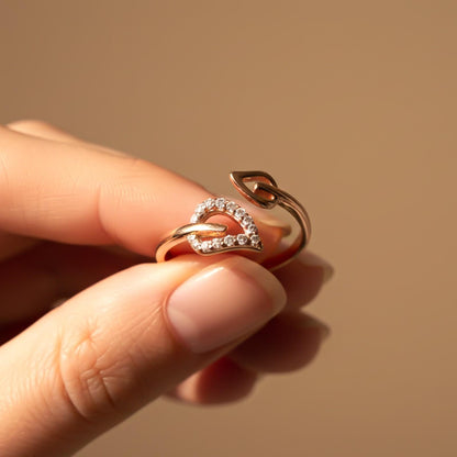 Rose Gold Leaf Design Promise Ring