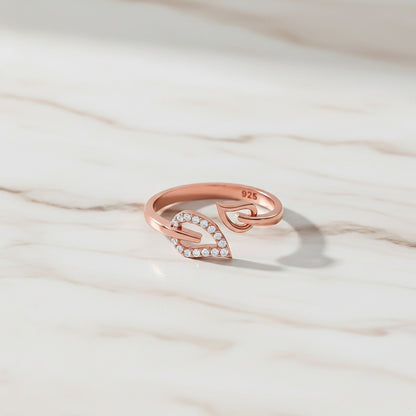 Rose Gold Leaf Design Promise Ring