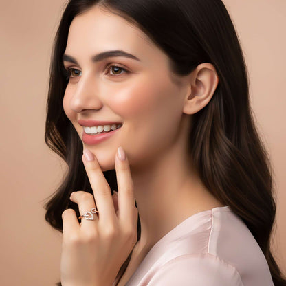 Rose Gold Leaf Design Promise Ring
