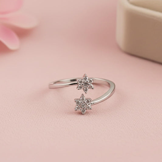 Silver Open Star Cluster Ring