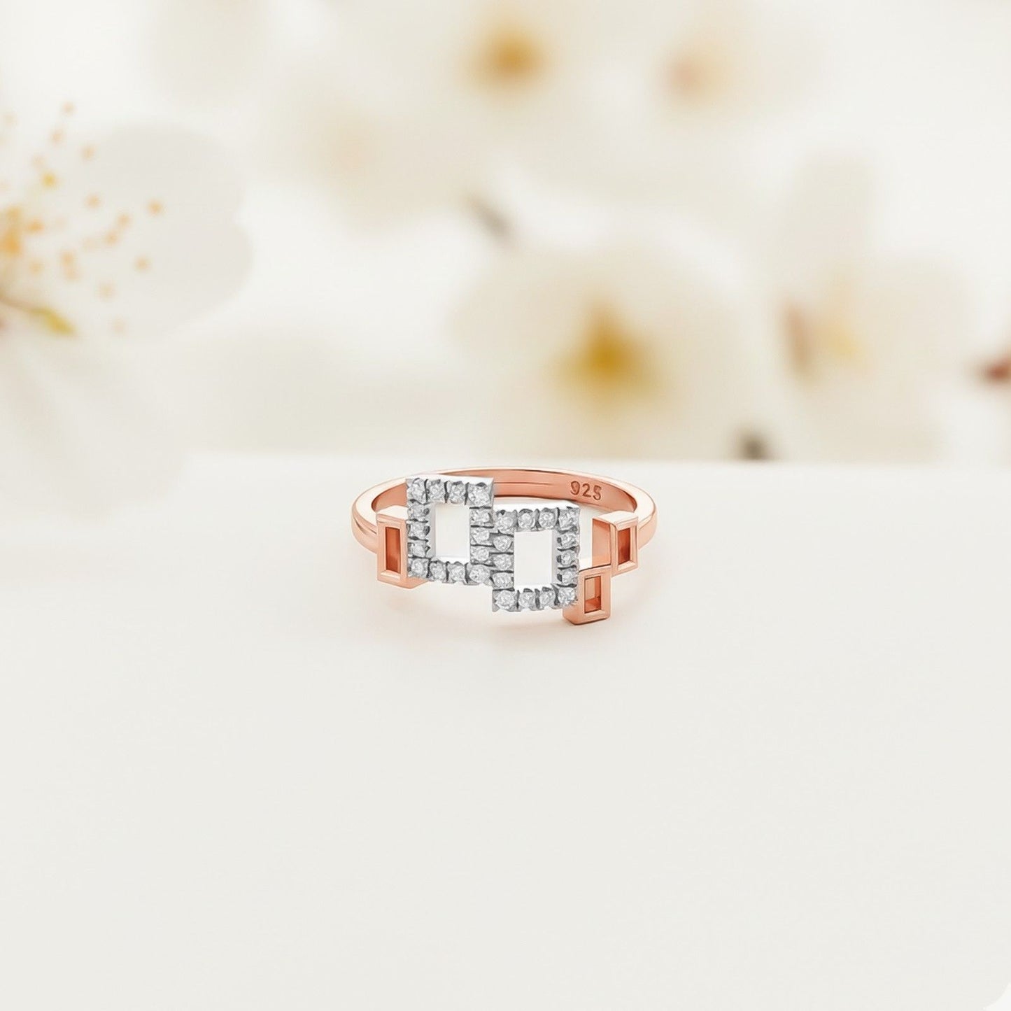 Sterling Silver Square Design Crafted Ring