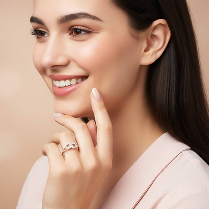 Sterling Silver Square Design Crafted Ring