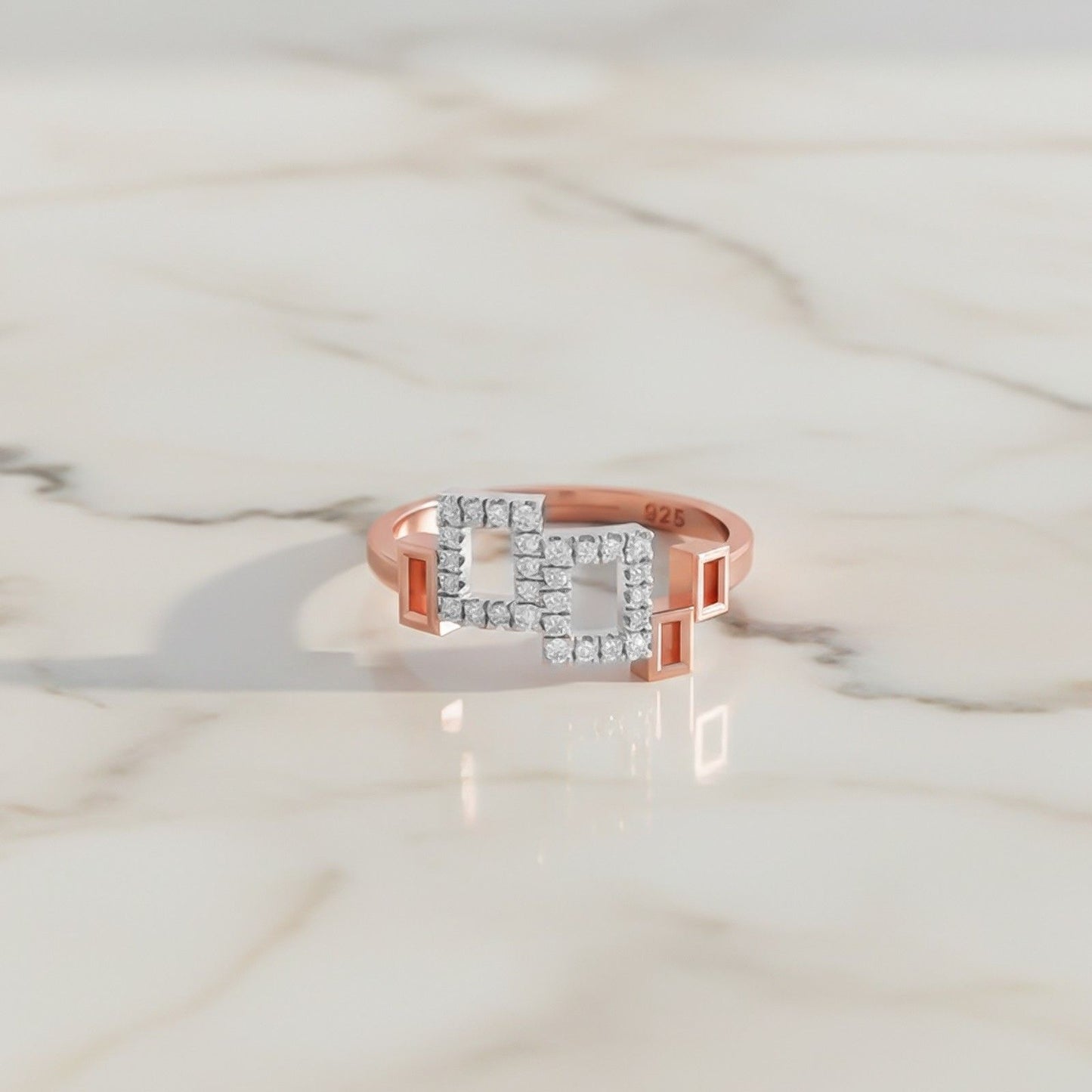 Sterling Silver Square Design Crafted Ring