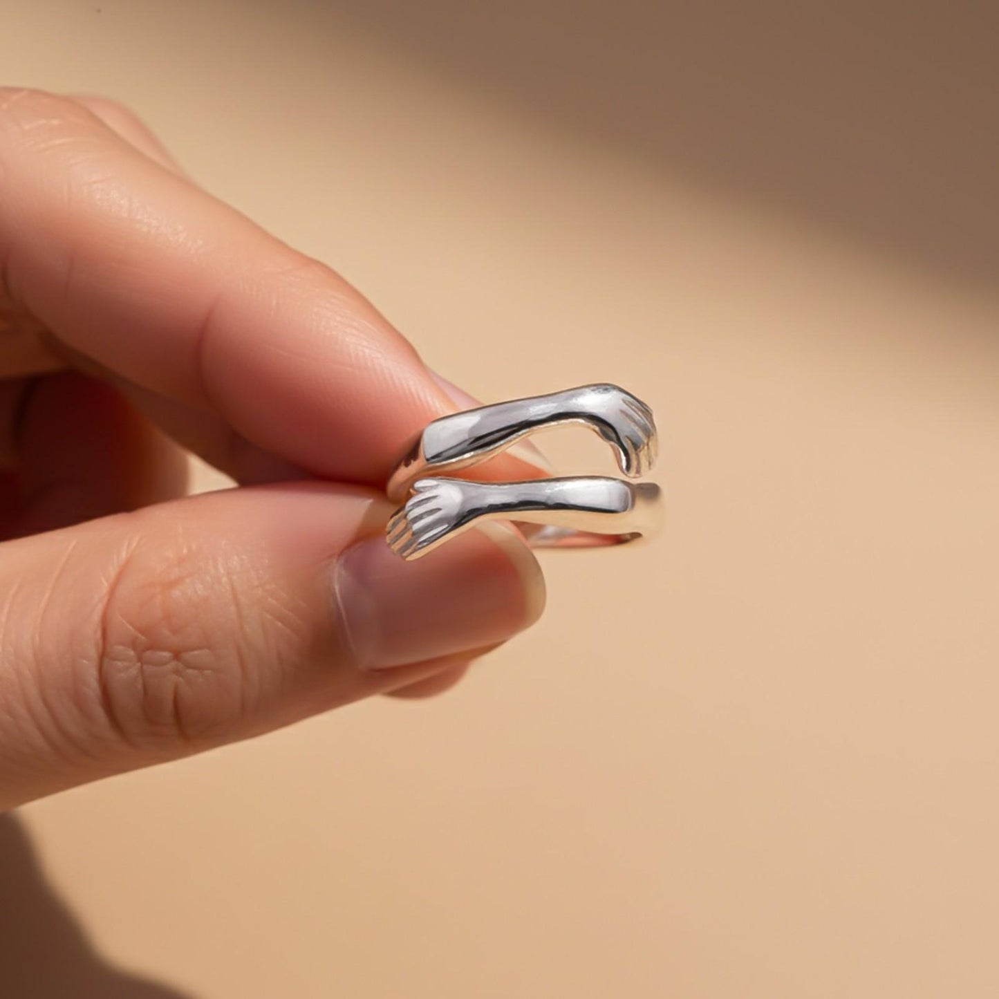 Sterling Silver Couple Hug Ring
