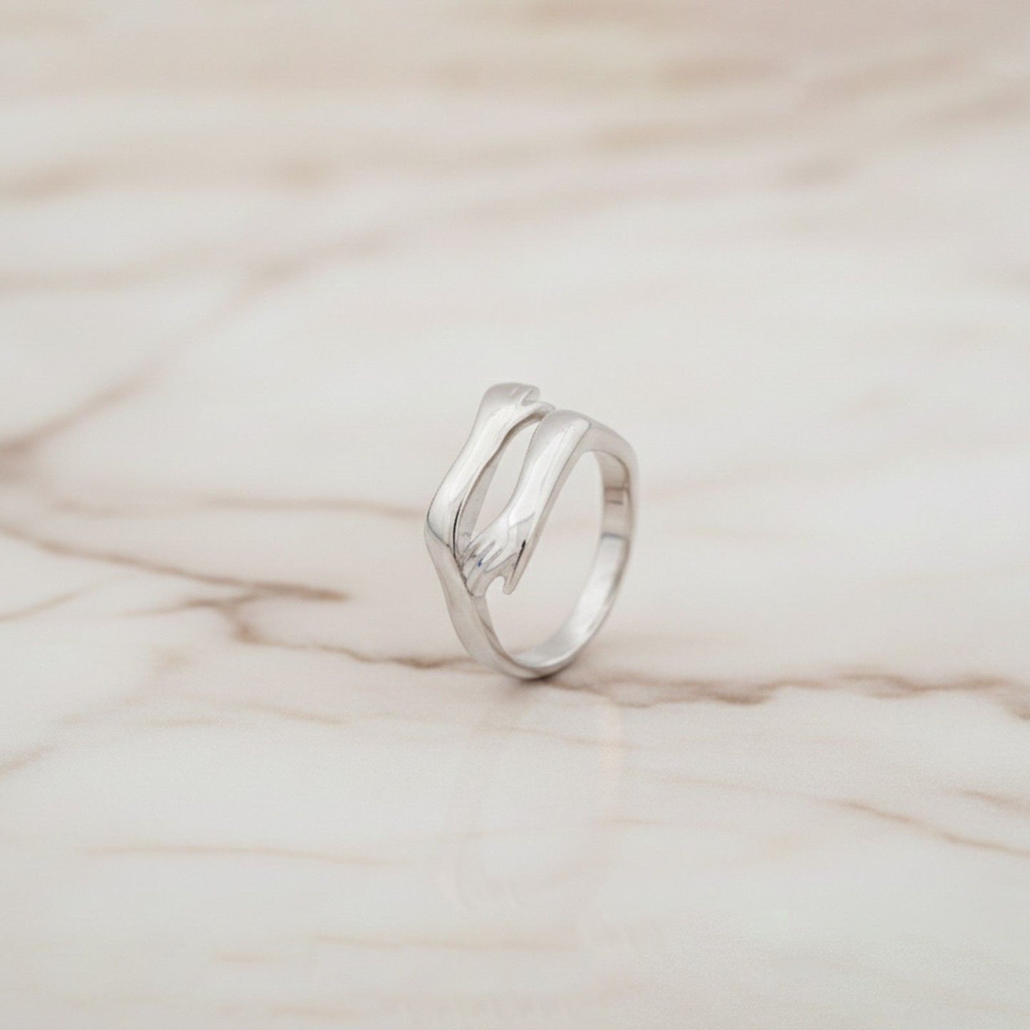 Sterling Silver Couple Hug Ring