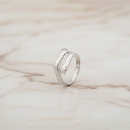 Sterling Silver Couple Hug Ring
