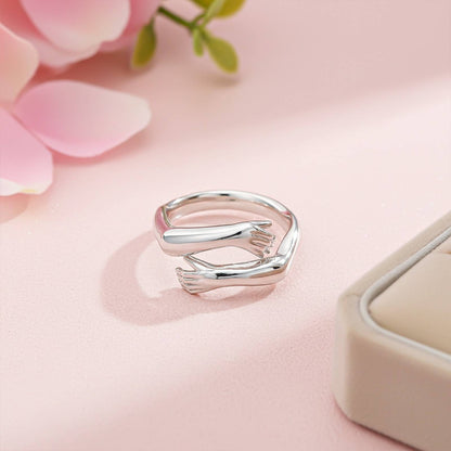 Sterling Silver Couple Hug Ring