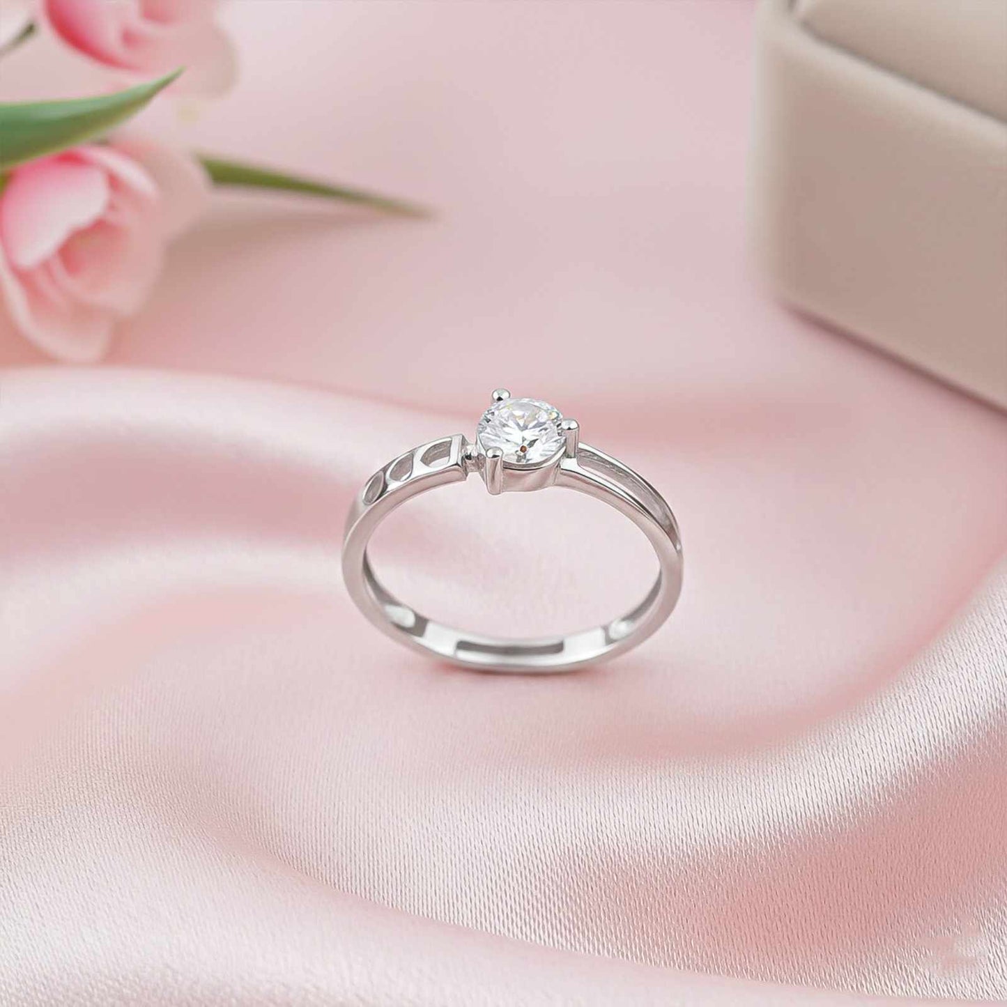 Silver Solitaire Engagement Ring
