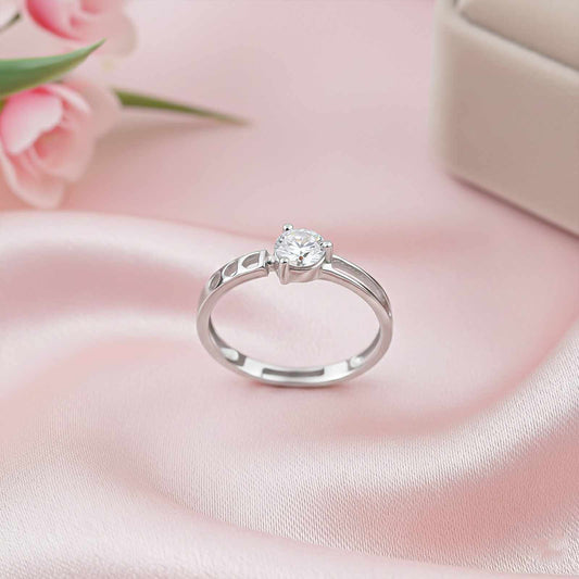Silver Solitaire Engagement Ring
