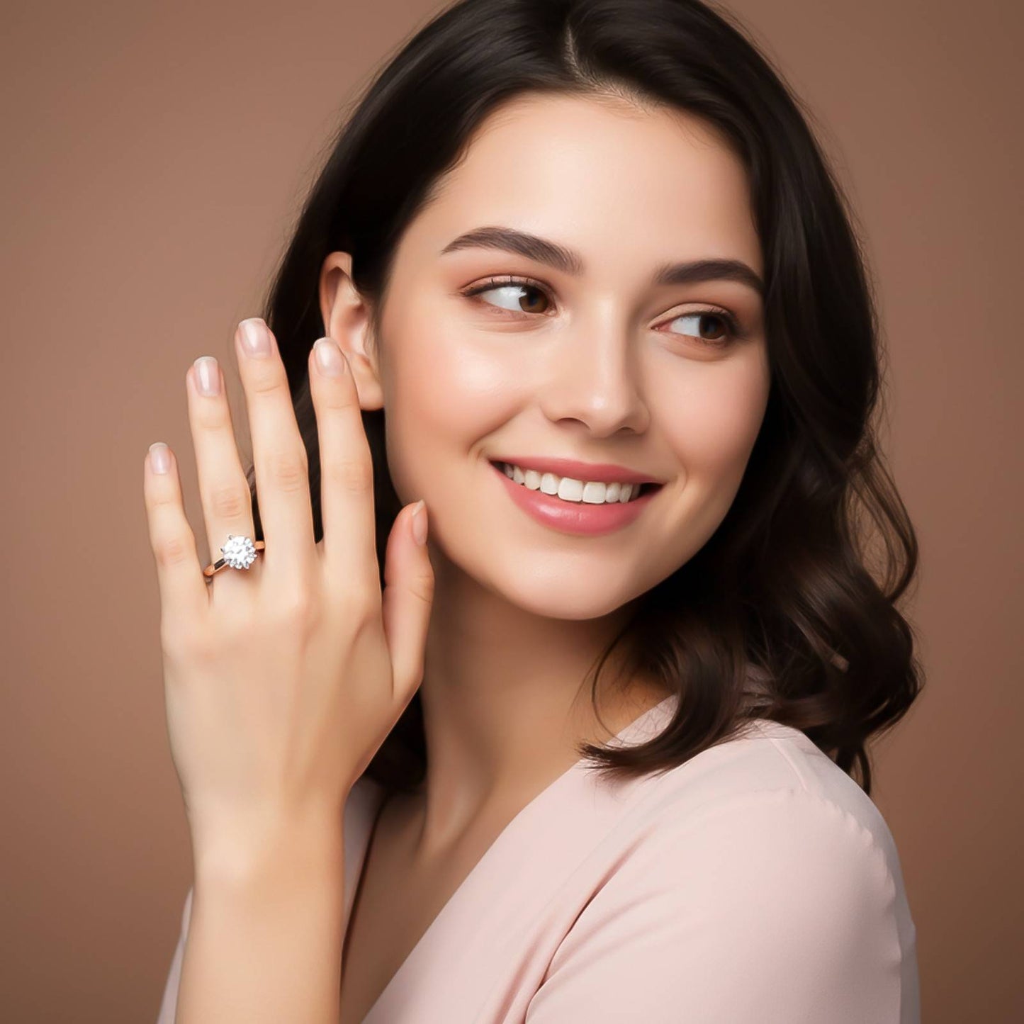 Rose Gold Round Solitaire Wedding, Anniversary Ring